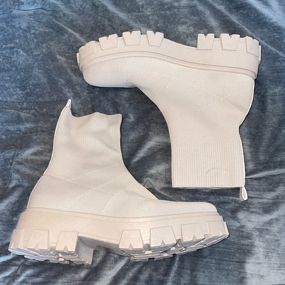 EGO Official Light Pink / Tan Sock Boots Lug Sole Boots